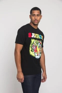 Colorful Chenille Patched Savage Tiger T-Shirt 23 Colorful Chenille Patched Savage Tiger T-Shirt -Victorious TS7317 BLK 4