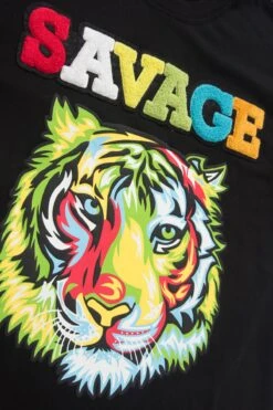 Colorful Chenille Patched Savage Tiger T-Shirt 25 Colorful Chenille Patched Savage Tiger T-Shirt -Victorious TS7317 BLK 6