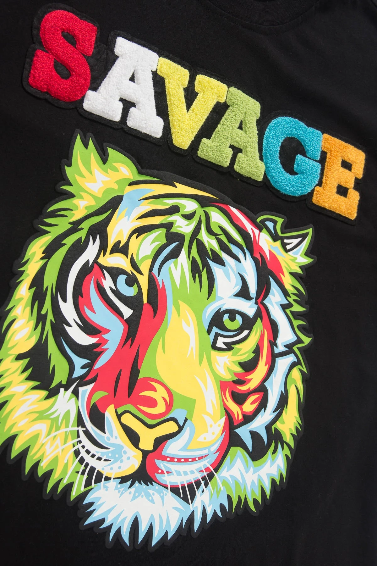 Colorful Chenille Patched Savage Tiger T-Shirt 13 Colorful Chenille Patched Savage Tiger T-Shirt - Image 13