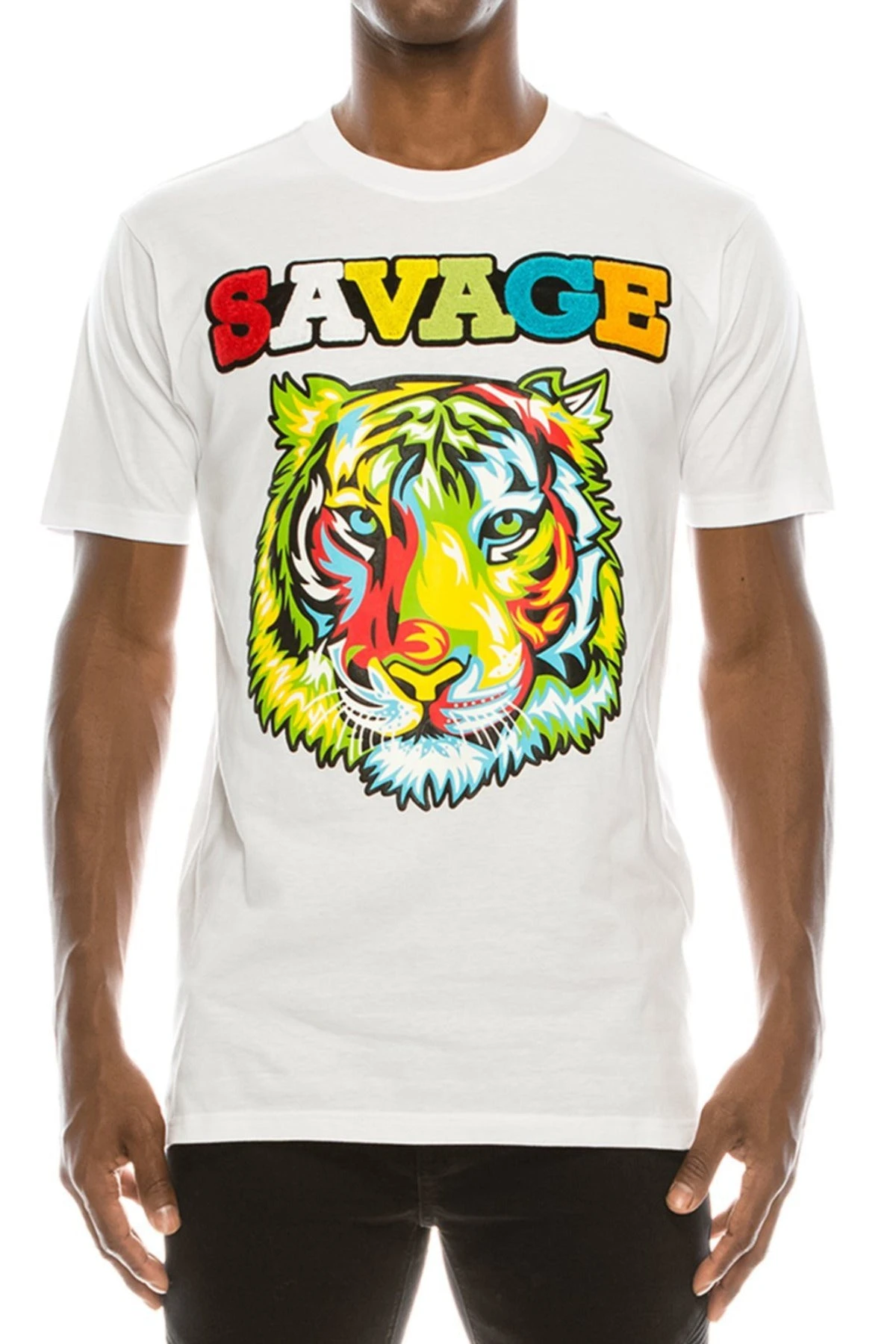 Colorful Chenille Patched Savage Tiger T-Shirt 7 Colorful Chenille Patched Savage Tiger T-Shirt - Image 7