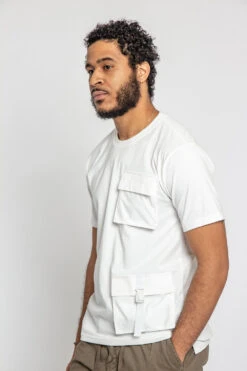 Double Pocket Utility T-Shirt -Victorious TS7355 WHT 2