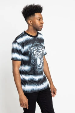 Horizontal Stripe Dyed Tiger T-Shirt -Victorious TS7363 BLK 4