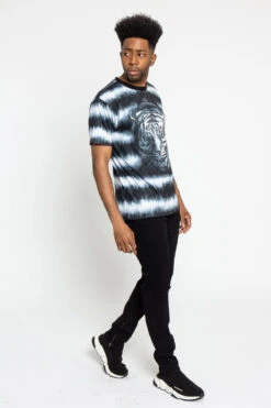 Horizontal Stripe Dyed Tiger T-Shirt -Victorious TS7363 BLK 5
