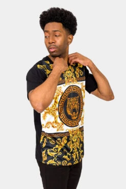 Rhinestone Studded Baroque Tiger T-Shirt -Victorious TS7403 BLK 4