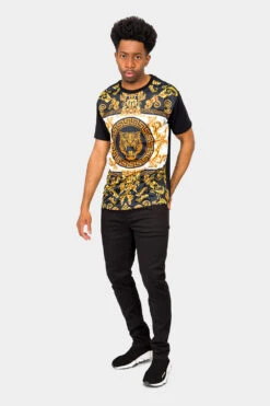 Rhinestone Studded Baroque Tiger T-Shirt -Victorious TS7403 BLK 5