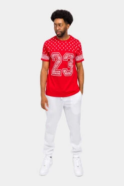 Number 23 Bandana Paisley Print T-Shirt 34 Number 23 Bandana Paisley Print T-Shirt -Victorious TS7411 RED 5