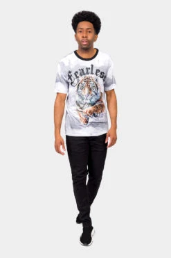 Embossed Fearless Tiger T-Shirt -Victorious TS7423 WHT 5