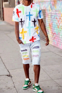 Painted Crosses Graphic T-Shirt -Victorious TS7470 WHT 3