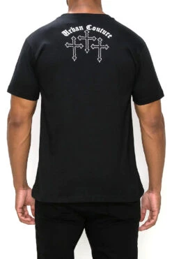 Crystal Embellished Cross Urban Couture T-Shirts -Victorious TS7473 BLK 2