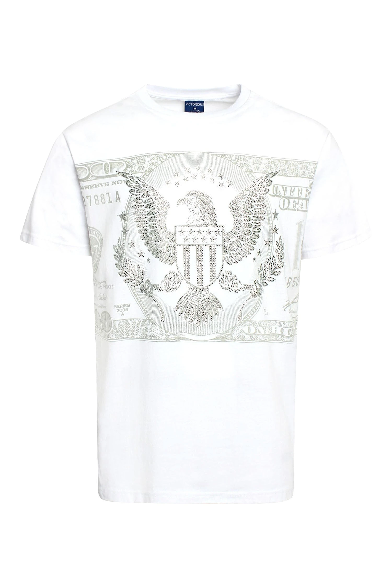 Men's Money Print Rhinestone Graphic T-Shirt 1 Men's Money Print Rhinestone Graphic T-Shirt