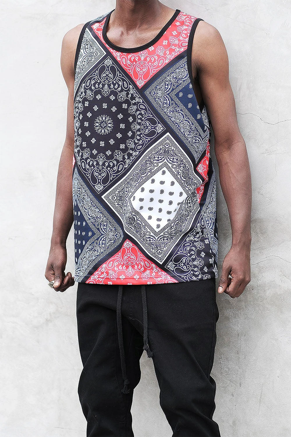 Men's Diagonal Bandana Mix Tank Top 4 Men's Diagonal Bandana Mix Tank Top - Image 4