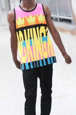 Men's Color Block King Graphic Tank Top 9 Men's Color Block King Graphic Tank Top -Victorious TT104 BLK 3