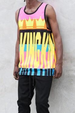 Men's Color Block King Graphic Tank Top 8 Men's Color Block King Graphic Tank Top -Victorious TT104 BLK 4