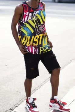 Men's Savage All Over Graphic Tank Top -Victorious TT110 BLK 3