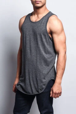 Basic Long Length Curved Hem Tank Top -Victorious TT47 3