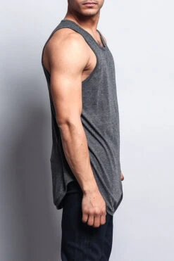 Basic Long Length Curved Hem Tank Top -Victorious TT47 5