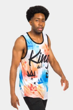 Paint Wash Crowned King Tank Top -Victorious TT93 WHT 4