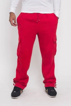 Victorious Men's Solid Fleece Heavyweight Cargo Sweat Pants 38 Victorious Men's Solid Fleece Heavyweight Cargo Sweat Pants -Victorious VS77 RED 1